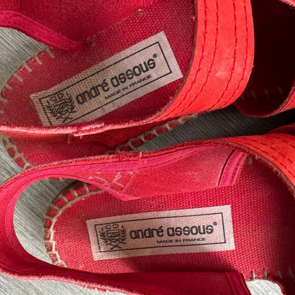 André Assous Made in France Red Suede Espadrille Sandals Women’s Size 39 / US 8 - Picture 4 of 7